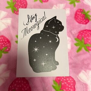 "Stay Meowgical" Celestial Cat Wall Art Print — Black & White Moon Stars Witchy